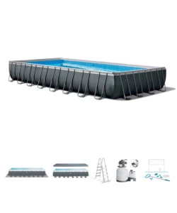 Piscina fuori terra con struttura rettangolare intex 'ultra xtr frame' antracite 975x488x132cm - cod. 26378np
