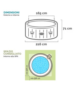 Piscina idromassaggio gonfiabile intex "pure spa bubble massage" 216x71cm 6 posti con pompa - cod. 28428ex