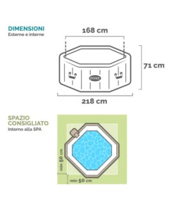Piscina idromassaggio gonfiabile ottagonale intex "pure spa bubble e jet massage deluxe" - cod. 28462ex