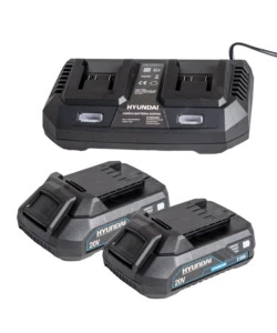 Kit macchine brushless 40v hyundai tagliaerba, decespugliatore, 2 batterie e caricabatterie doppio rapido
