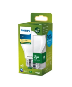 Lampadina led a goccia philips satinato luce calda 75w, 2700k e27