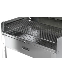 Barbecue a legna o carbonella fontana "tirreno" colore acciaio e griglia 80x40