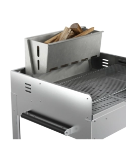 Barbecue a legna o carbonella fontana "tirreno" colore acciaio e griglia 80x40