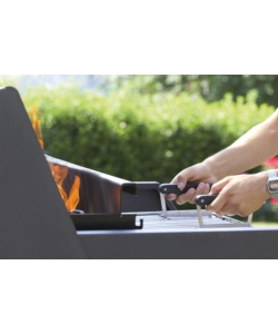 Barbecue a legna fontana "tirreno appoggio" colore acciaio e griglia 80x40