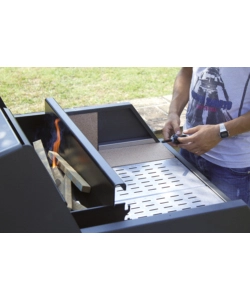 Barbecue a legna fontana "tirreno appoggio" colore acciaio e griglia 80x40