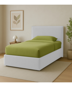 Letto piazza e mezza contenitore "zoom" in ecopelle bianco 120x190 cm