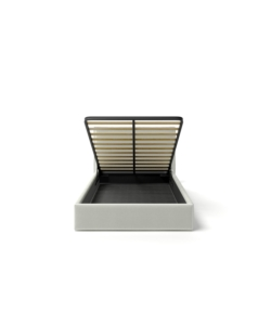 Letto piazza e mezza contenitore "zoom" in tessuto bianco 120x190 cm
