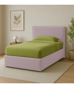 Letto piazza e mezza contenitore "zoom" in tessuto rosa 120x190 cm