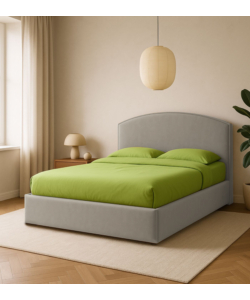 Letto matrimoniale contenitore "moon" in tessuto perla 160x190 cm