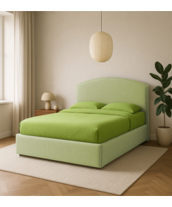 Letto matrimoniale contenitore "moon" in tessuto verde 160x190 cm