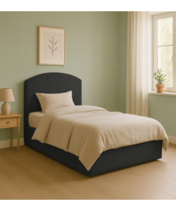 Letto piazza e mezza contenitore "moon" in ecopelle nero 120x190 cm