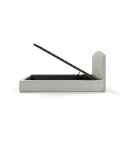 Letto piazza e mezza contenitore "moon" in tessuto bianco 120x190 cm