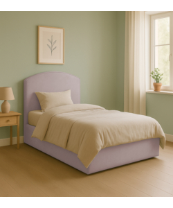 Letto piazza e mezza contenitore "moon" in tessuto rosa 120x190 cm