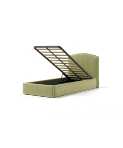 Letto singolo contenitore "moon" in tessuto verde 90x190 cm