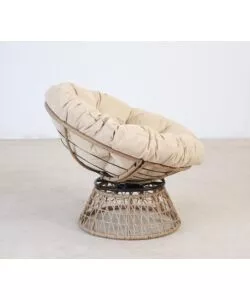 Poltrona da esterno girevole essenza "bora bora" in acciaio e polyrattan 95x84x76 cm