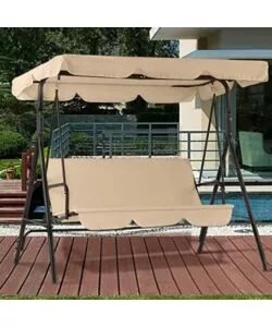 Dondolo da esterno essenza "linear" 3 posti beige 170x110x153 cm