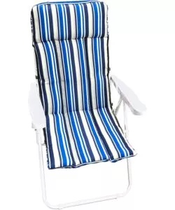 Poltrona da esterno pieghevole, multiposizione e imbottita essenza "ischia" in acciaio a righe blu 68x58x106 cm