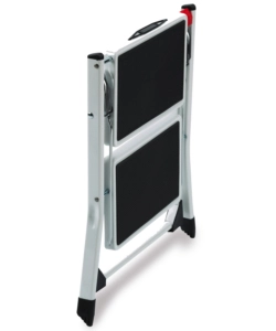 Sgabello salvaspazio in acciaio bianco 2 gradini 50x4x57 cm