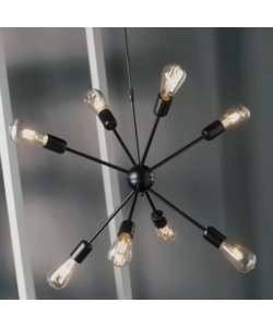 Lampadario onli "satellite"nero 8 luci, e27