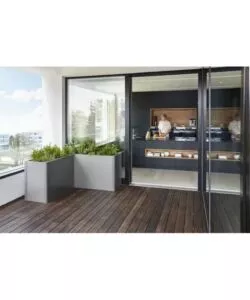 Fioriera da esterno biohort "belvedere midi 200" in acciaio zincato grigio quarzo metallizzato 201x53x61 cm