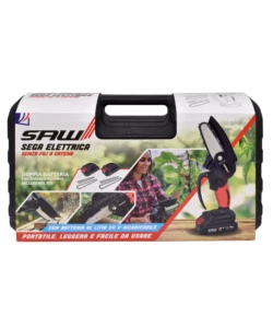 Potatore a catena a batteria saw barra 10 cm 2 batterie 24v 1,5ah