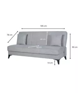 Divano 3 posti bellahome 'abete' grigio 185x78x90 cm