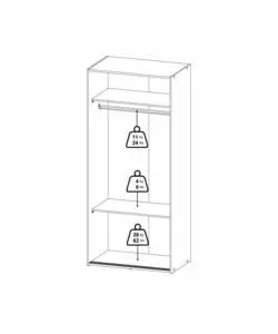Armadio 2 ante scorrevoli 'space' bianco 77,6x48,2x175,4 cm