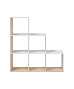 Libreria a scaletta bianco e quercia 108x28x110 cm