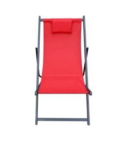 Spiaggina pieghevole regolabile eurogarden "relax" con cuscino in textilene rosso 100x60x95 cm
