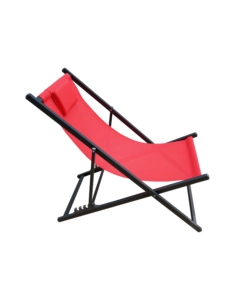 Spiaggina pieghevole regolabile eurogarden "relax" con cuscino in textilene rosso 100x60x95 cm