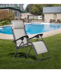 Sdraio pieghevolereclinabile con braccioli eurogarden "zero gravity" in textilene grigio melange 178x65x110 cm