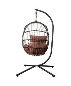 Poltrona sospesa da esterno pieghevole eurogarden in metallo e pe rattan marrone 90x62x113 cm