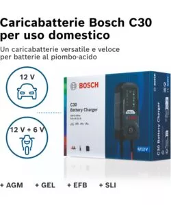 Caricabatteria per auto bosch "c30" 6-12 v, 3,8a