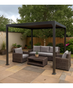 Pergola bioclimatica da esterno eurogarden "era" in alluminio e acciaio antracite 3x3 m