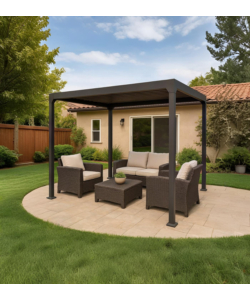 Pergola bioclimatica da esterno eurogarden "era" in alluminio e acciaio antracite 3x3 m