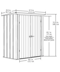 CASETTA DA GIARDINO HABRITA "SPACEMAKER PATIO" IN ACCIAIO ZINCATO GRIGIO 171,5X99,7X188,6 CM