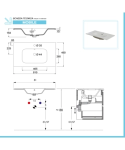 MOBILE BAGNO DA APPOGGIO "REVITAL" ROVERE, 80X46X86 CM