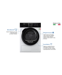 Asciugatrice a pompa di calore hyundai "dhn-8itw" carico 8 kg