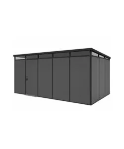 Casetta da giardino prefabbricata in pvc e alluminio artplast 'modulare' nero e grigio 3x5 mt