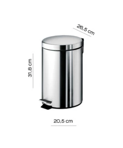 Portarifiuti gedy 'argenta' cromato in acciaio 31,8x20,5x26,5 cm