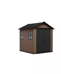Casetta da giardino keter "newton+ 757/775" in resina marrone doppia opzione montaggio 230x223,8x246 cm