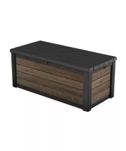Baule da esterno keter 'deco box 150g' in resina marrone effetto legno 570 lt 151,7x72,5x70 cm