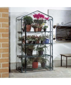 Telo di ricambio verdemax per serra 4 ripiani big in plastica trasparente 90x50x163 cm