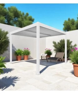 Pergola bioclimatica da esterno "artemide" in alluminio bianco 3x3 m
