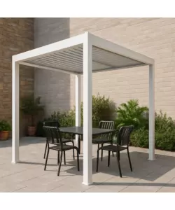 Pergola bioclimatica da esterno "artemide" in alluminio bianco 3x3 m