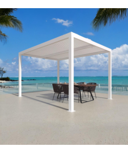 Pergola bioclimatica da esterno "artemide" in alluminio bianco 3x4 m