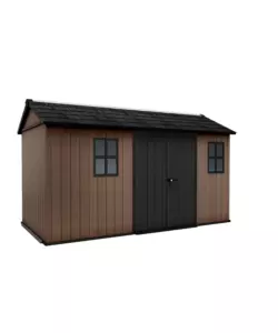 Casetta da giardino keter "newton+ 7513/1375" in resina marrone doppia opzione montaggio 413x230x246 cm