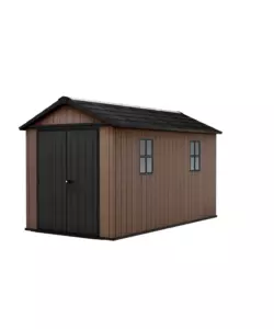 Casetta da giardino keter "newton+ 7513/1375" in resina marrone doppia opzione montaggio 413x230x246 cm