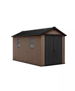 Casetta da giardino keter "newton+ 7513/1375" in resina marrone doppia opzione montaggio 413x230x246 cm