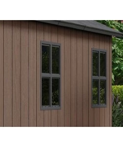 Casetta da giardino keter "newton+ 7513/1375" in resina marrone doppia opzione montaggio 413x230x246 cm